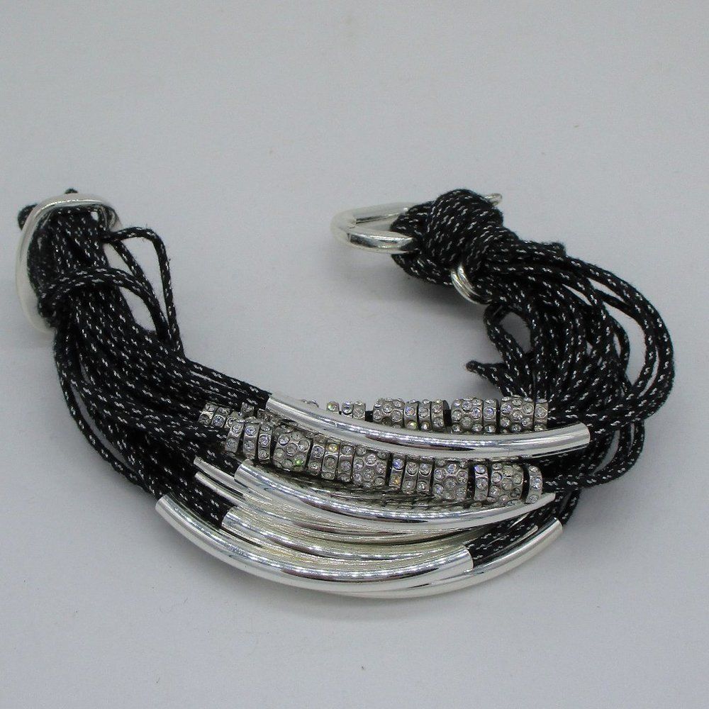 𝅺gillian Julius silver & crystals multi tubes bracelet